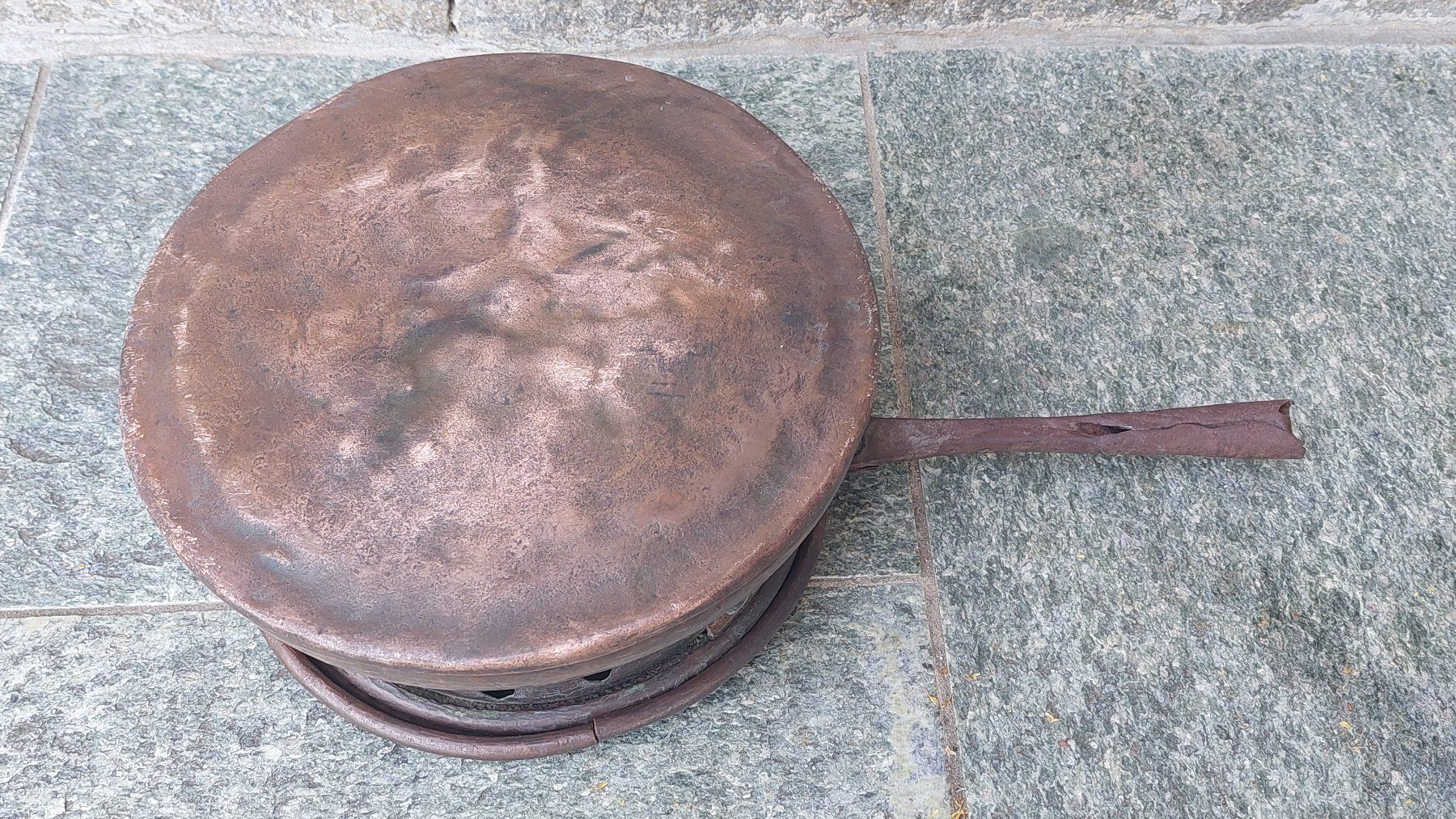 Padelle: Kupferpfanne mit Griff und Deckel, antik – Usato da Muri b. Bern venduto da Spassholz 3