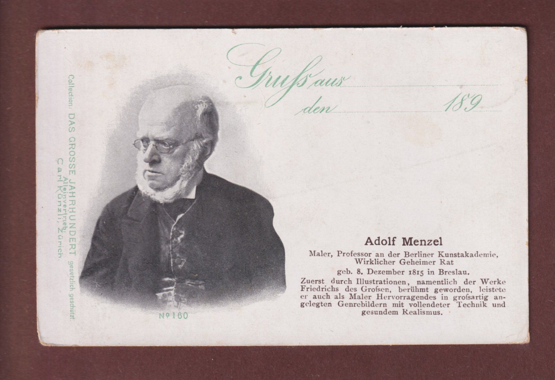 Cartes postales: ADOLF MENZEL - Litho Künzli – D'occasion à Pully par nicecards-shop