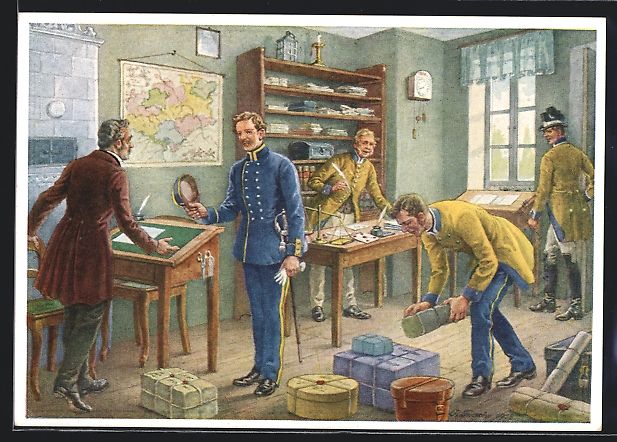 Cancelleria postale: Poststube mit Postbeamten 1852, Ganzsach – Usato da Berlin venduto da bartko-reher
