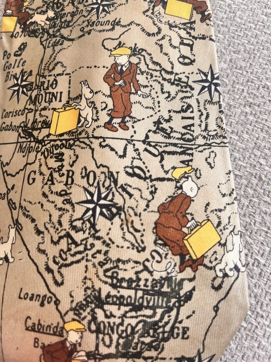 Krawatten: Tie Tintin Map Pattern 100% Silk Made in Italy Used – Gebraucht aus Lausanne von Danash 2