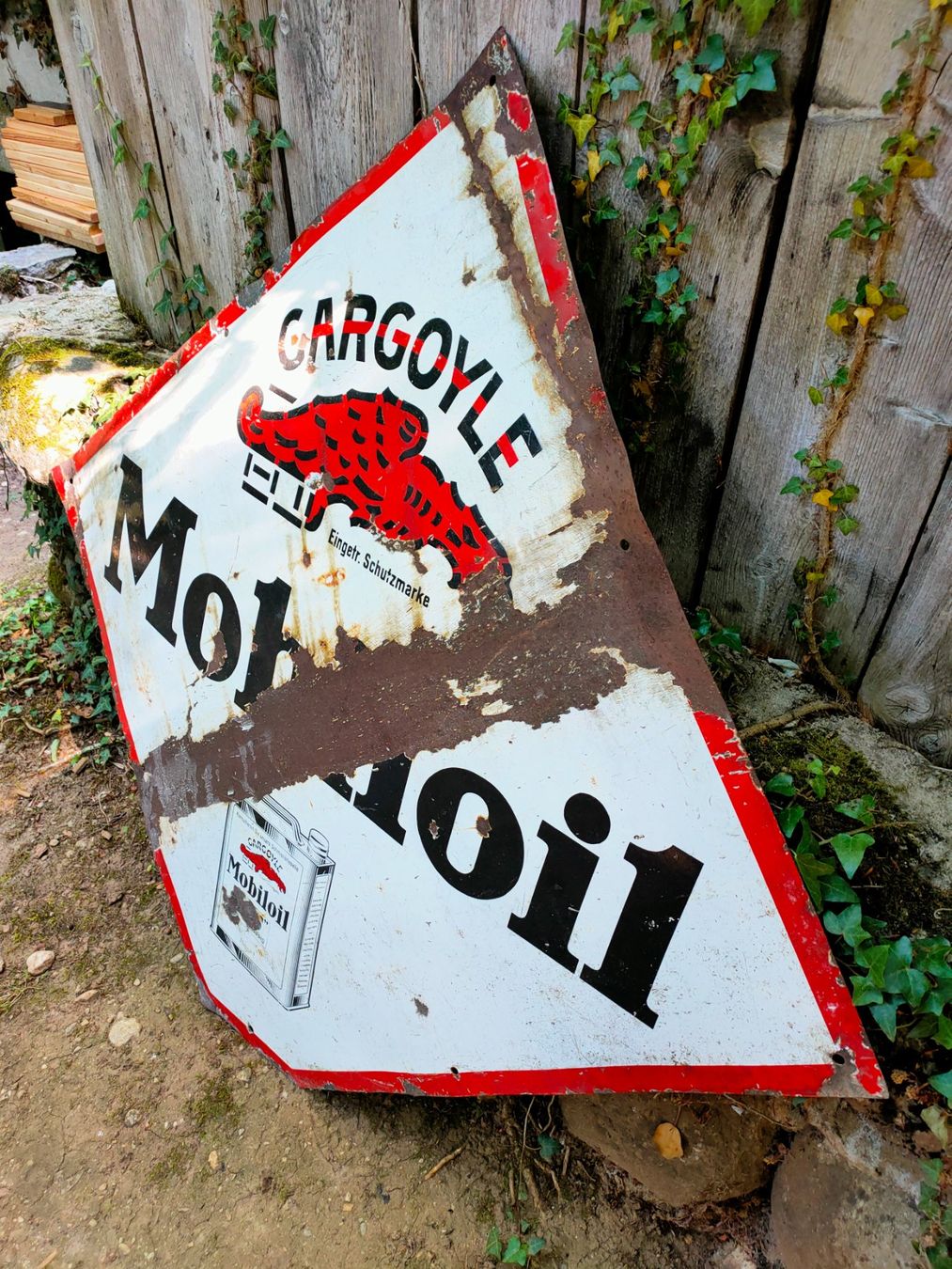 Insegne: Plaque émaillée mobiloil gargoyle – Usato da Bretonnières venduto da Minigab 1