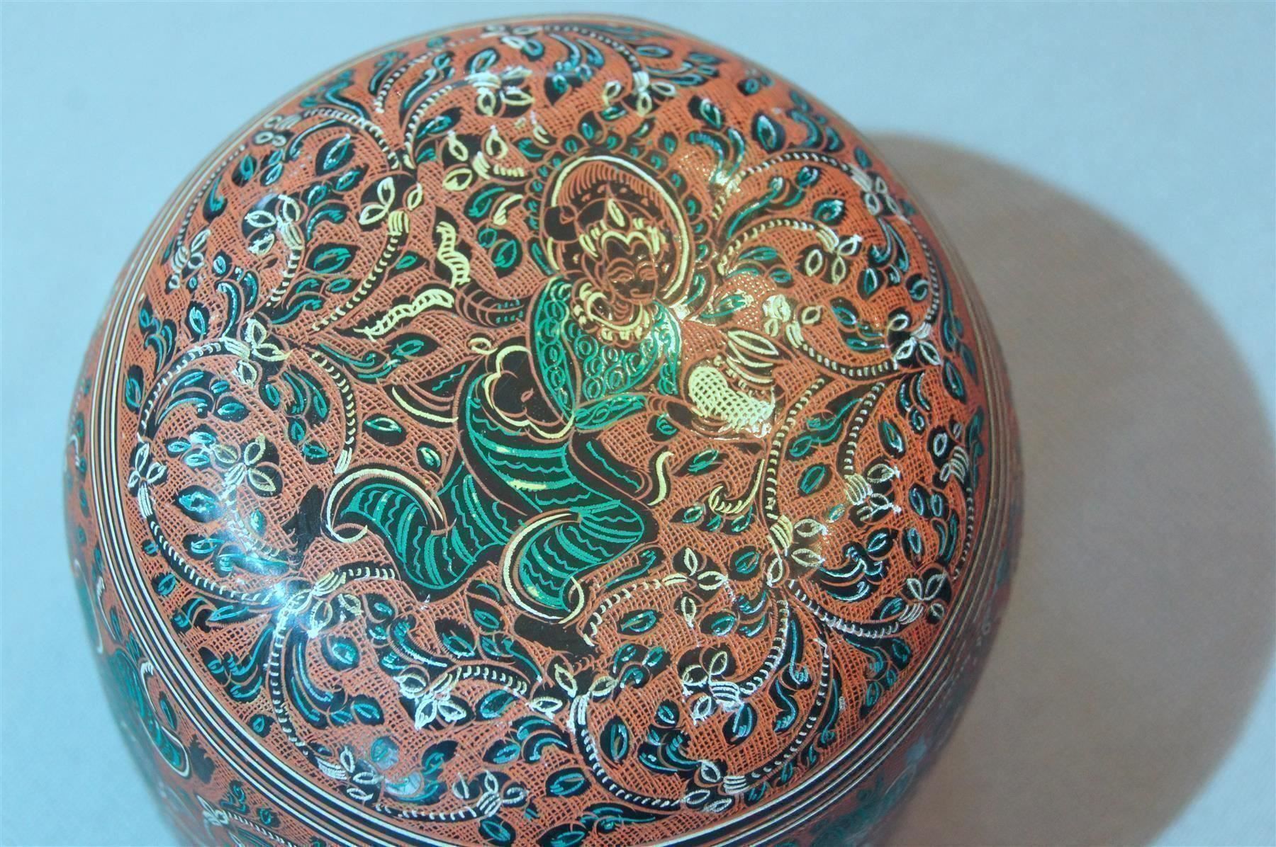 Tazze: Reichhaltig bemalter Lackbecher, wohl thailändisch – Usato da Geroldswil venduto da ARTEFACTO 5