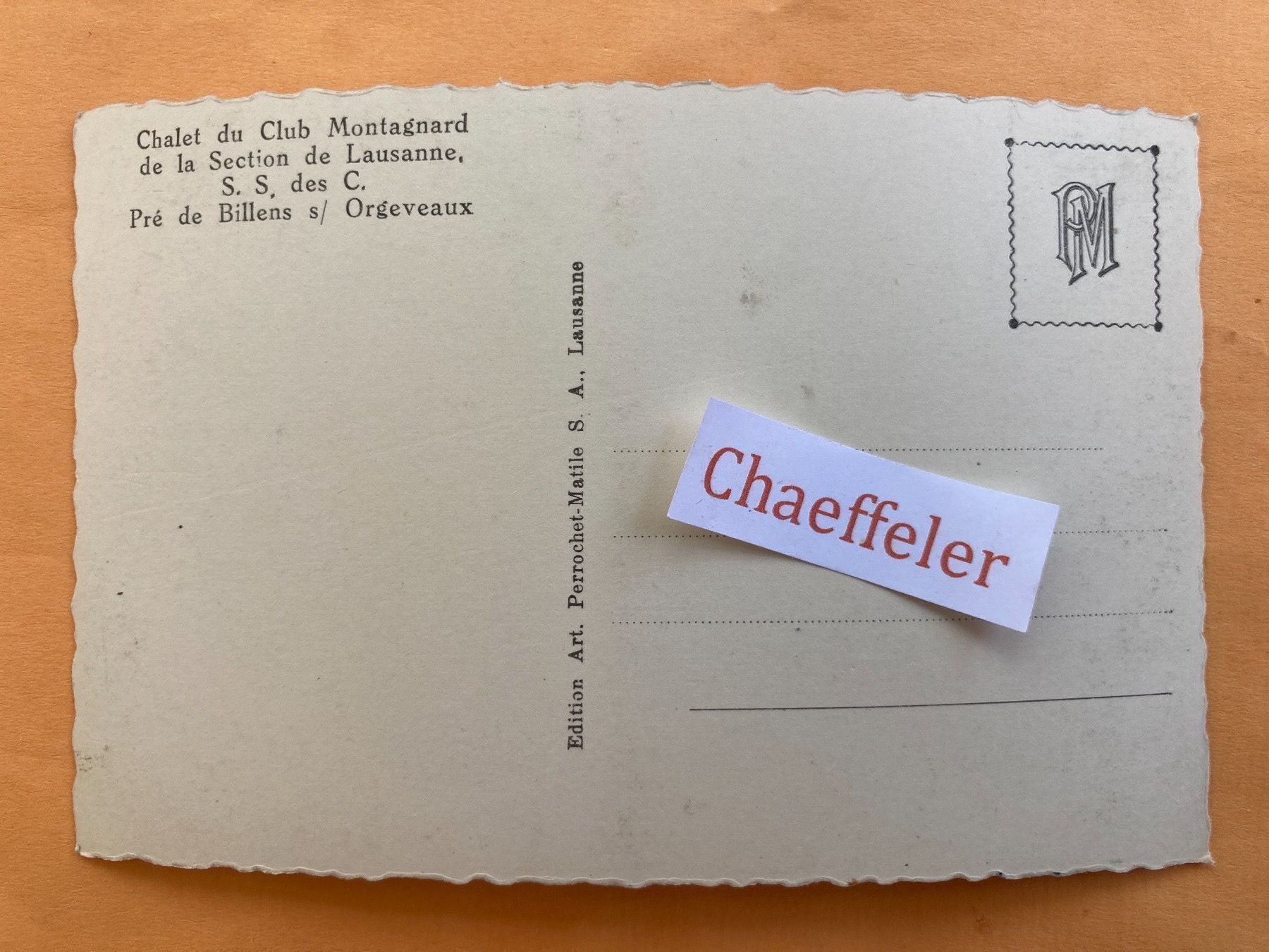 Ansichtskarten: Chalet Du Club Montagnard de la Section – Gebraucht aus Zürich von Chaeffeler 1