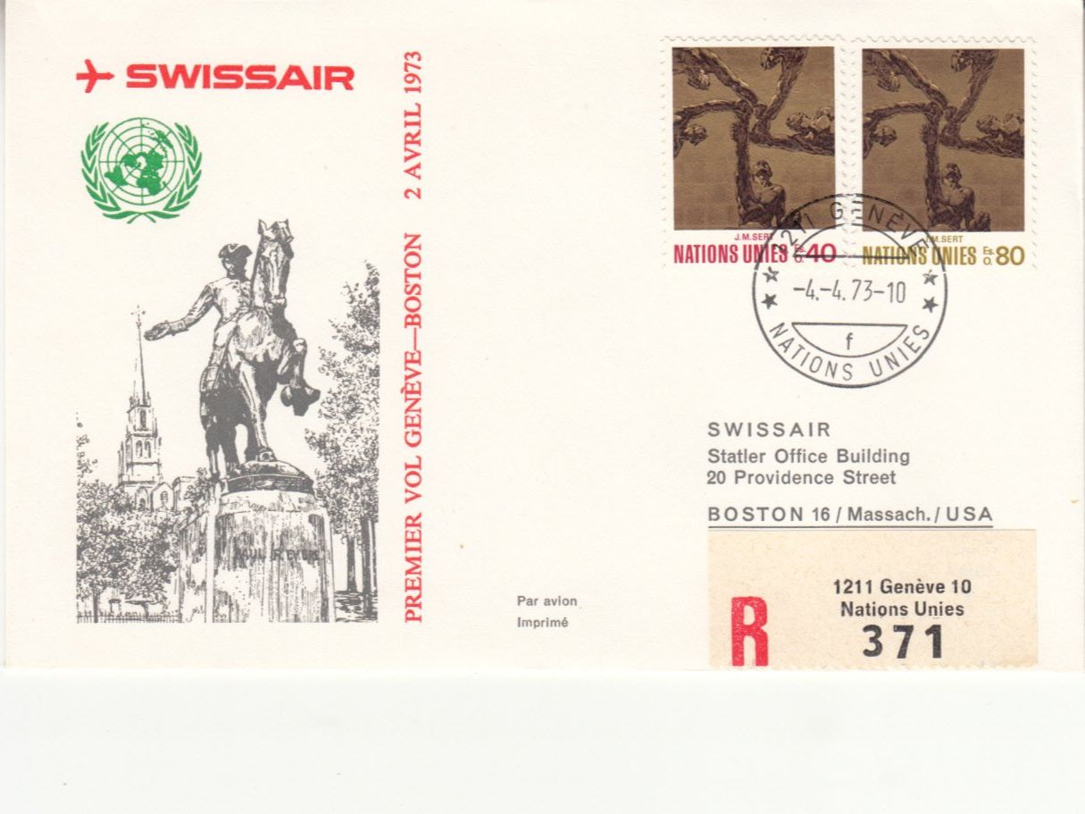 Tutti i francobolli: SLH RF 73.10 aU  Genève-Boston – Usato da Bürglen TG venduto da StampGraf