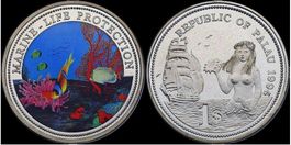 1 $ Marine-Life Protektion-Münze von Palau Mikronesien 1994
