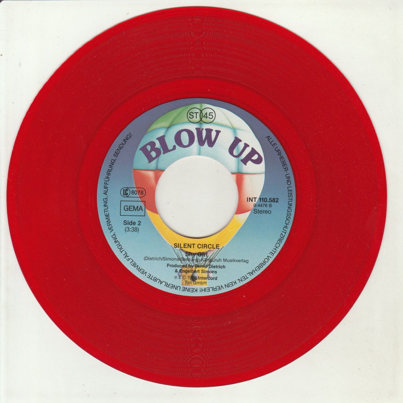 Dischi in vinile: Silent Circle - Stop the Rain 7" Red Vinyl 1986 – Usato da Tübach venduto da JamesStone 4