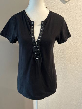 Damen T-Shirt schwarz mit Schnürung von Forever 21 Gr. S