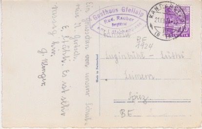Ansichtskarten: Gasthaus "Gfellalp " am Lötschenpass b. Kandersteg. BE – Gebraucht aus Schlieren von Rapaelli 1
