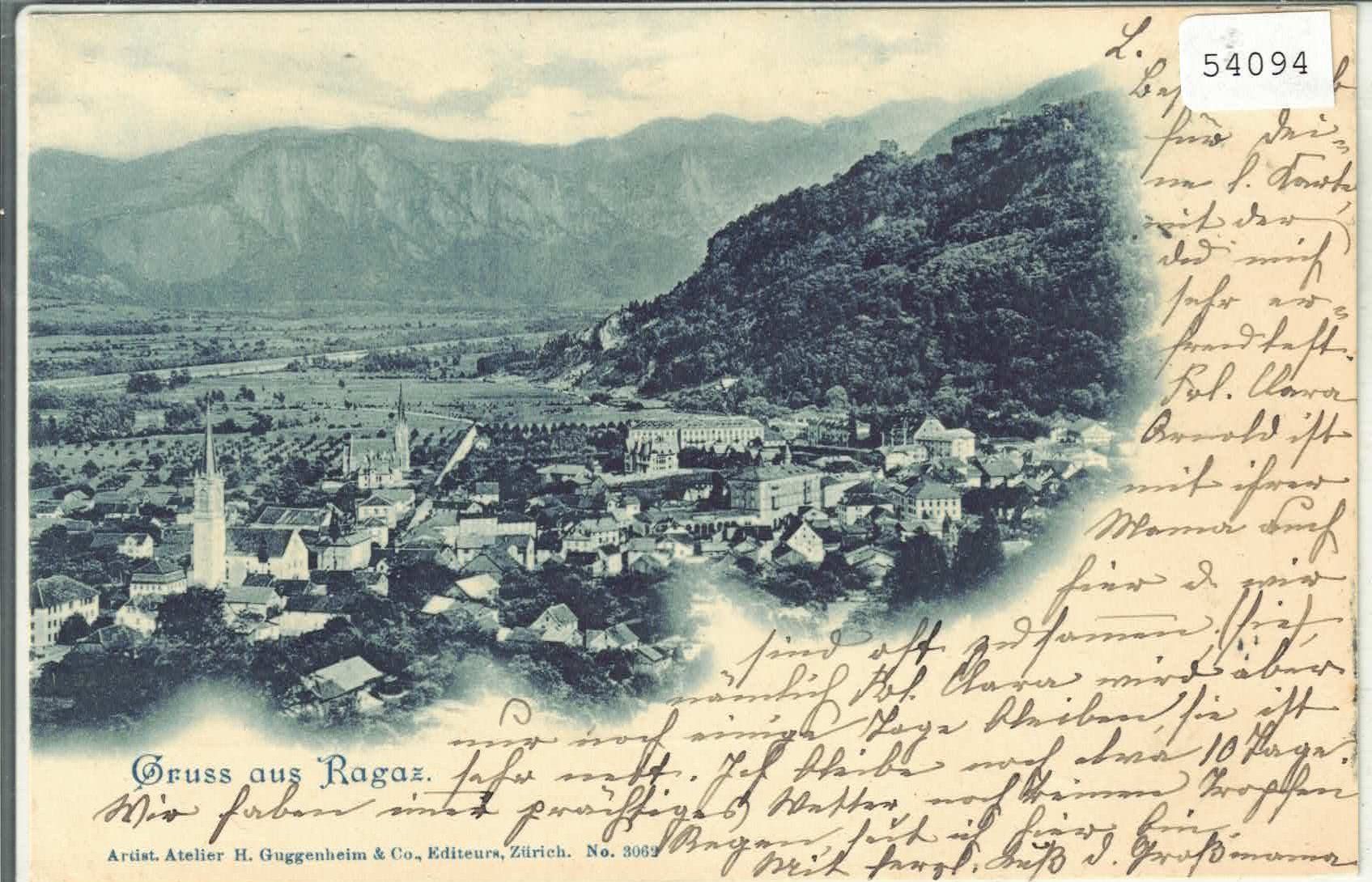 Cartoline postali: Gruss aus Ragaz - Generalansicht 1899 – Usato da Ettingen venduto da Kartenplanet