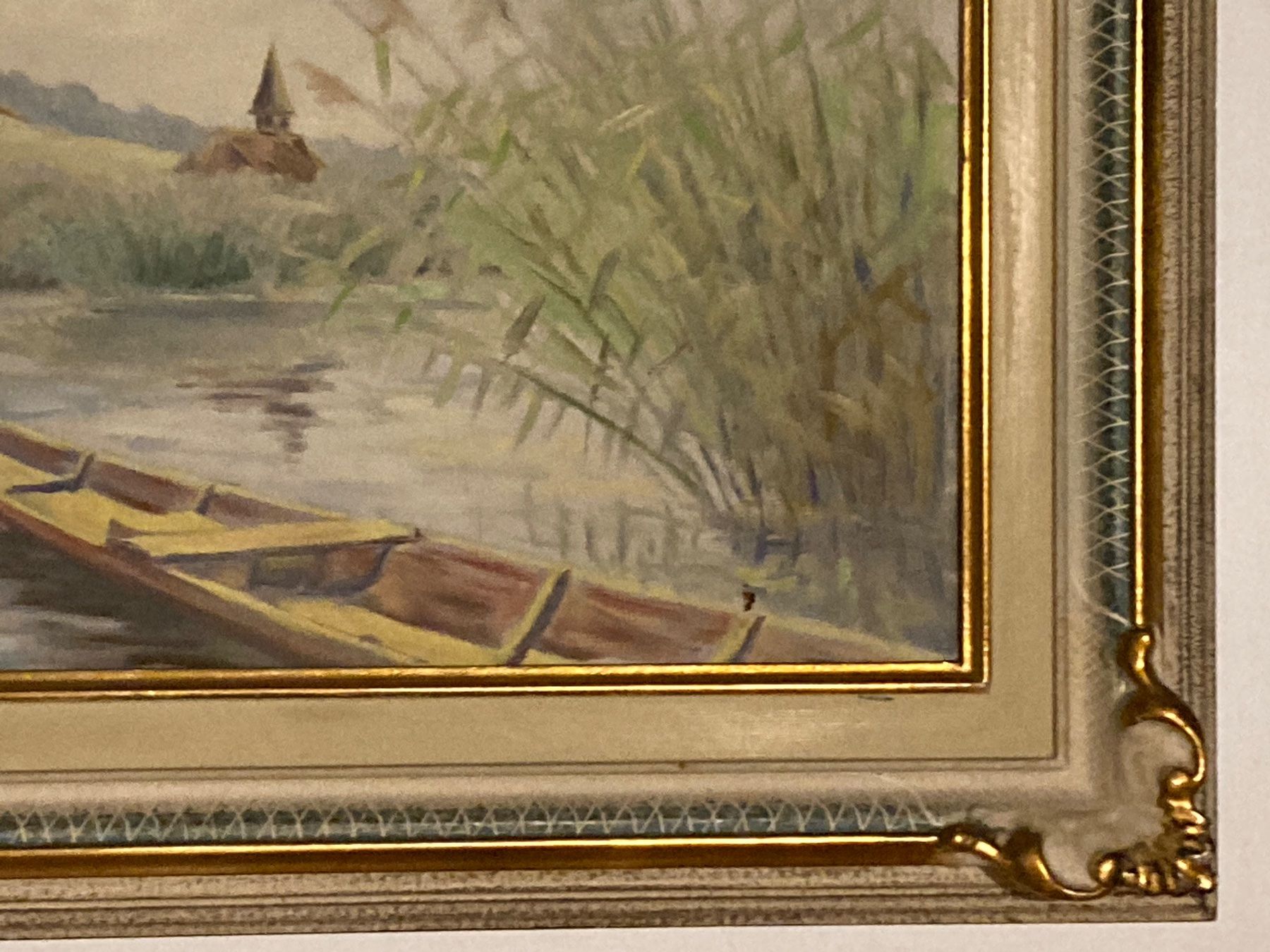 Dipinti: F. Mathys Landschaftsgemälde signiert mit Fluss, Baum, Boot – Usato da Hirzel venduto da pjn_d7xp 5