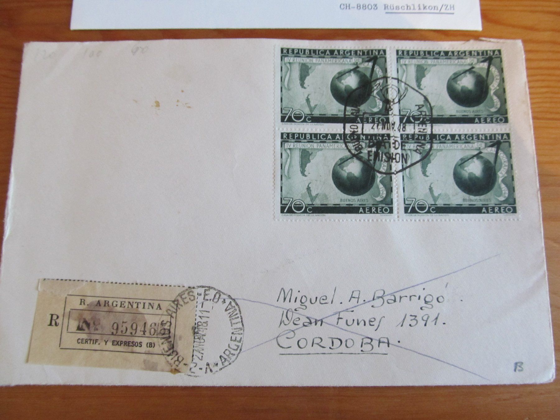 Tutti i francobolli: 1Lot(2Stck) FLUGPOST ab 2.-Fr. – Usato da Emmenbrücke venduto da Luzern1947 2