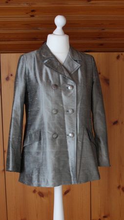 Jacke Blazer GASSMANN silberfarben Seide Gr. M