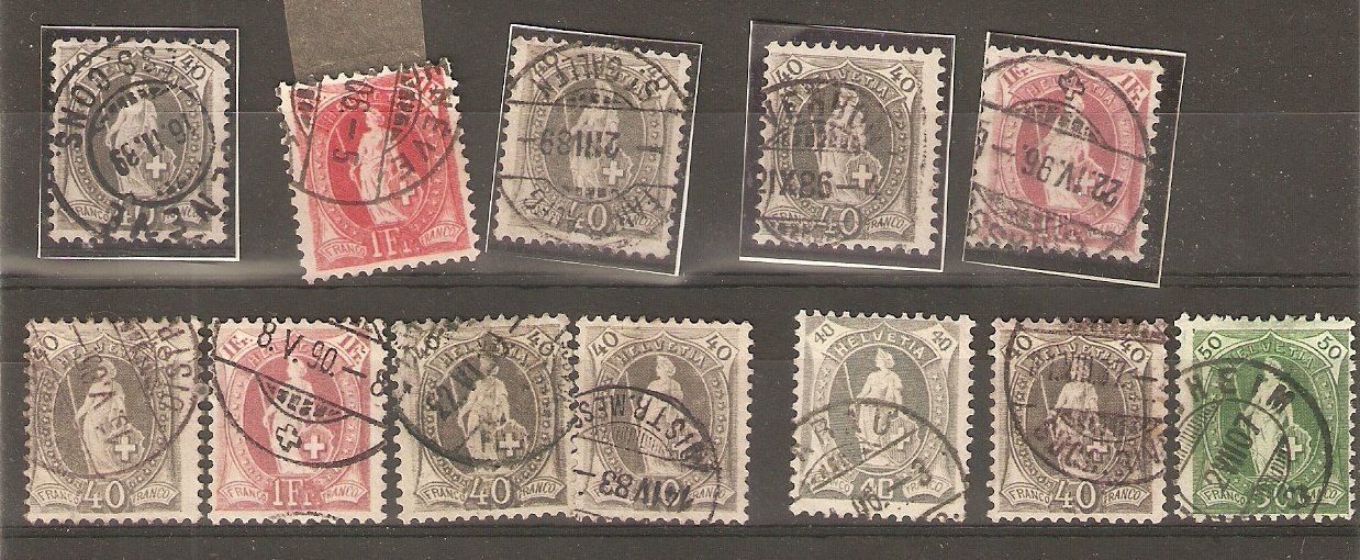 Tutti i francobolli: Stehende Helvetia 12 Werte super gest. – Usato da Lausanne venduto da Whorvath