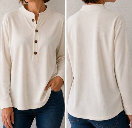 Damen Bluse Tunika 2XL 🤍 Hellbeige Creme Rippoptik wie neu