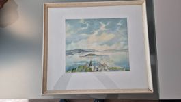 Aquarell Erlach am Bielersee