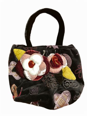 Borsa Degrade in velluto nero ricamata - come nuova