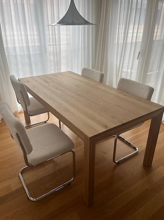 La Redoute Sedie: 4 Esszimmerstühle, Chrom & Bouclé weiss – Usato da Olten venduto da bay_fh8s 1