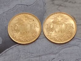 Vreneli 2 x 10 Fr. 1912 B - TOP Qualité