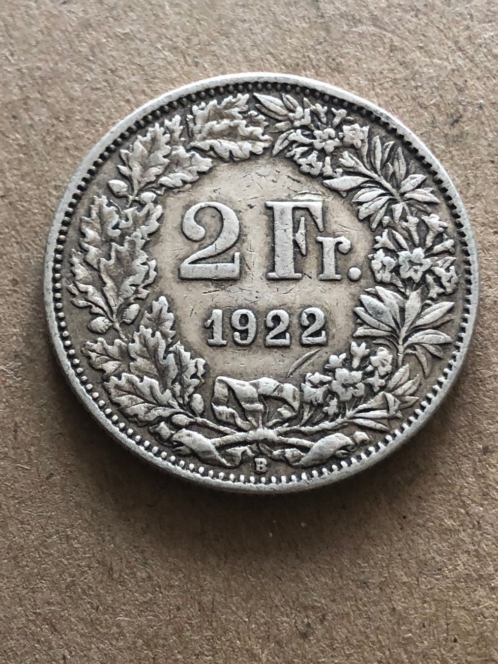 Alle Münzen: 2 Fr. 1922 – Gebraucht aus Schötz von Odpa