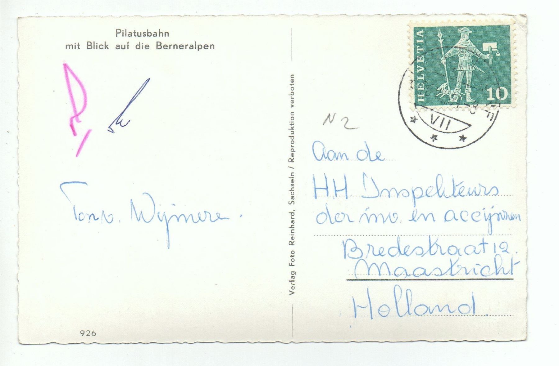Cartoline postali: PILATUSBAHN mit Blick auf Berneralpen – Usato da Jona venduto da philajona 1