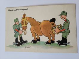Humor Vintage-Postkarte Soldaten Pferd Ordnung Gruss R50