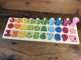 Wooden Learning Toy Numbers Shapes Colors 1-10 educational