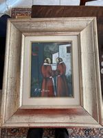 Dipinto Francesco Matera, donne in rosso, olio su tela