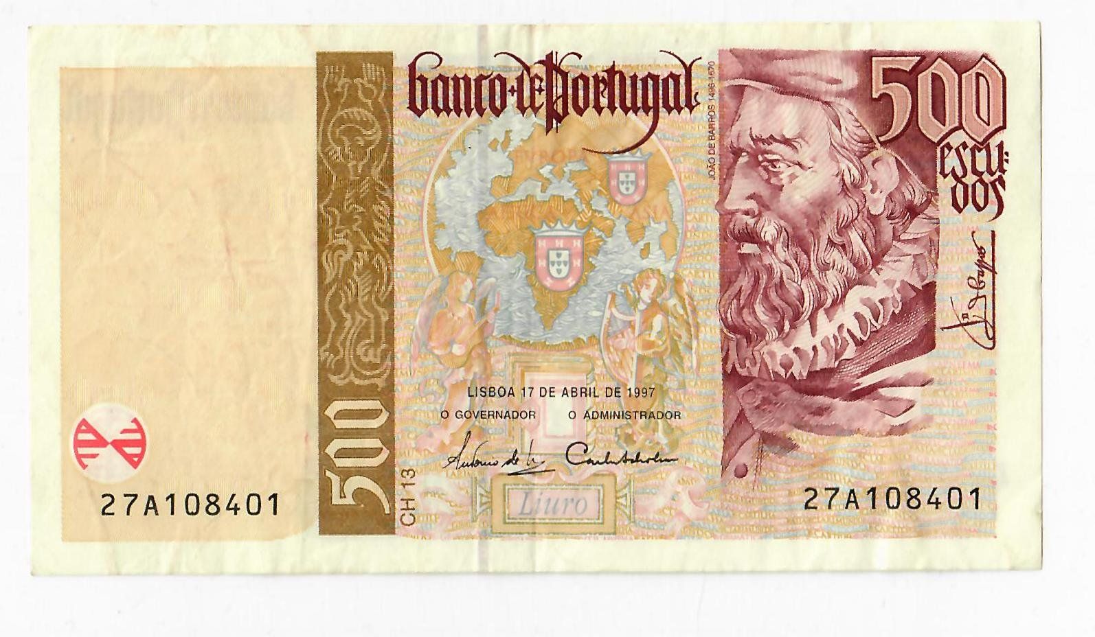 Banconote: Banknote Portugal, 500 Escudos, 1997 – Usato da Landquart venduto da balboajimmy