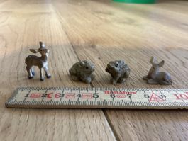 4 Waldtiere Miniaturen, Rehe und Hasen