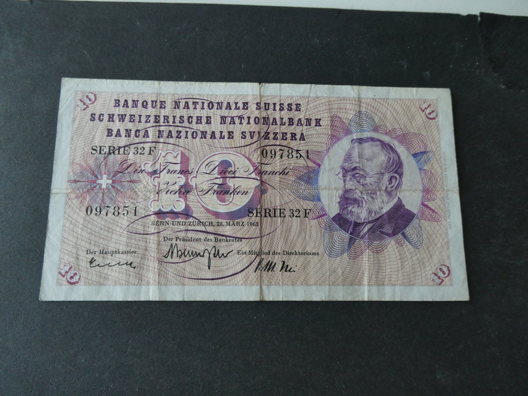 Billets de banque: Schweiz 1963,  10 Franken – D'occasion à Hinterforst par Rohusri