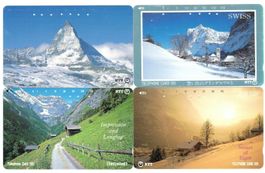 4 Telefonkarten Japan Schweizer Landschaften