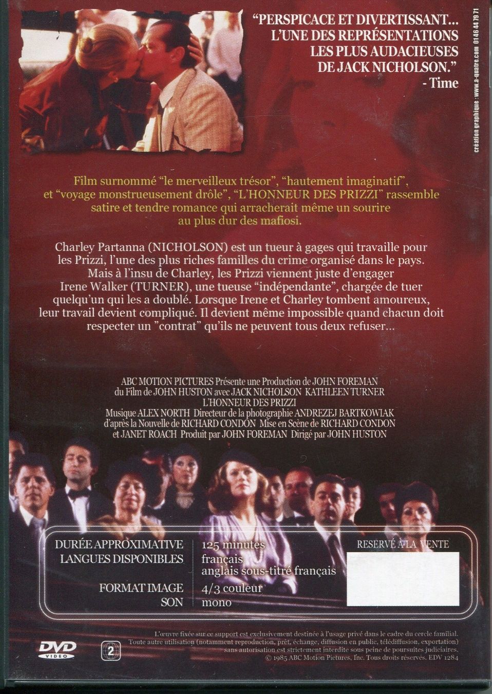 Tutti i DVDs: L'HONNEUR DES PRIZZI    -  DVD – Usato da Les Avants venduto da soyouz63 1