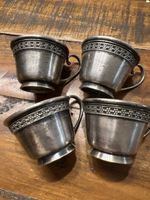 BACHRUCH Set, 4 Becher versilbert, Ungarn, Vintage