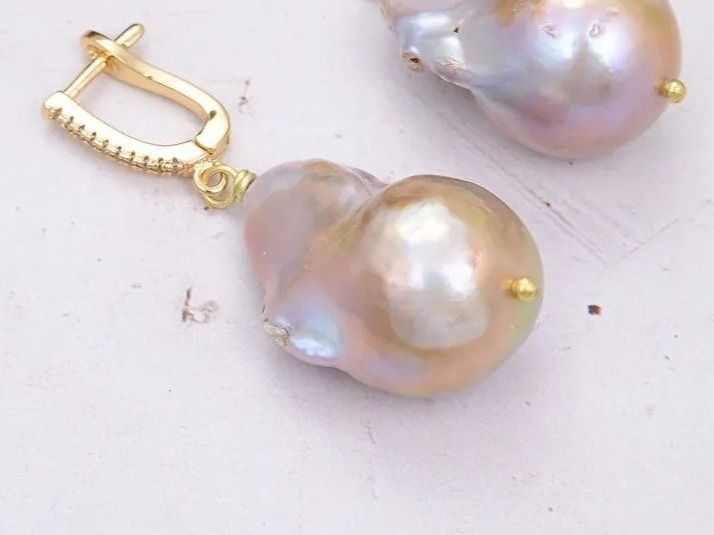 Orecchini pendenti & Orecchini a lobo: Lua Rosa Perlen Ohrhänger Echt Boucles Grosse Perle Naturell – Nuovo (secondo la descrizione) da Prilly venduto da ilyria73 4