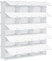Schuhregal, Schuhschrank mit 15 Fächer und Türen, weiss