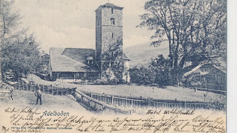 Cartoline postali: Adelboden - Kirche + 1900 – Usato da Emmenbrücke venduto da teestube