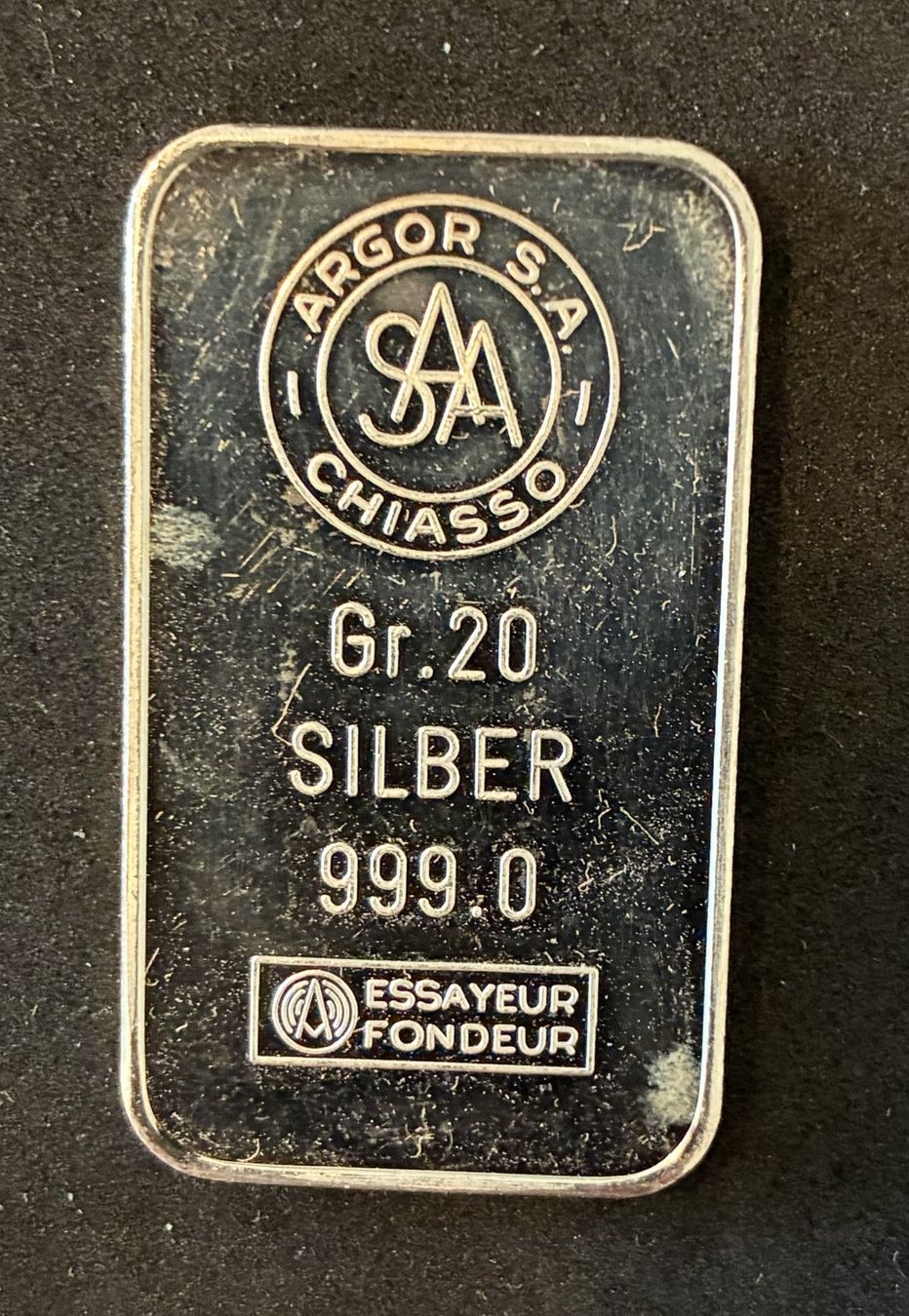 Metalli preziosi: 20g 999er Silber Barre Argor – Usato da Köniz venduto da Habenix