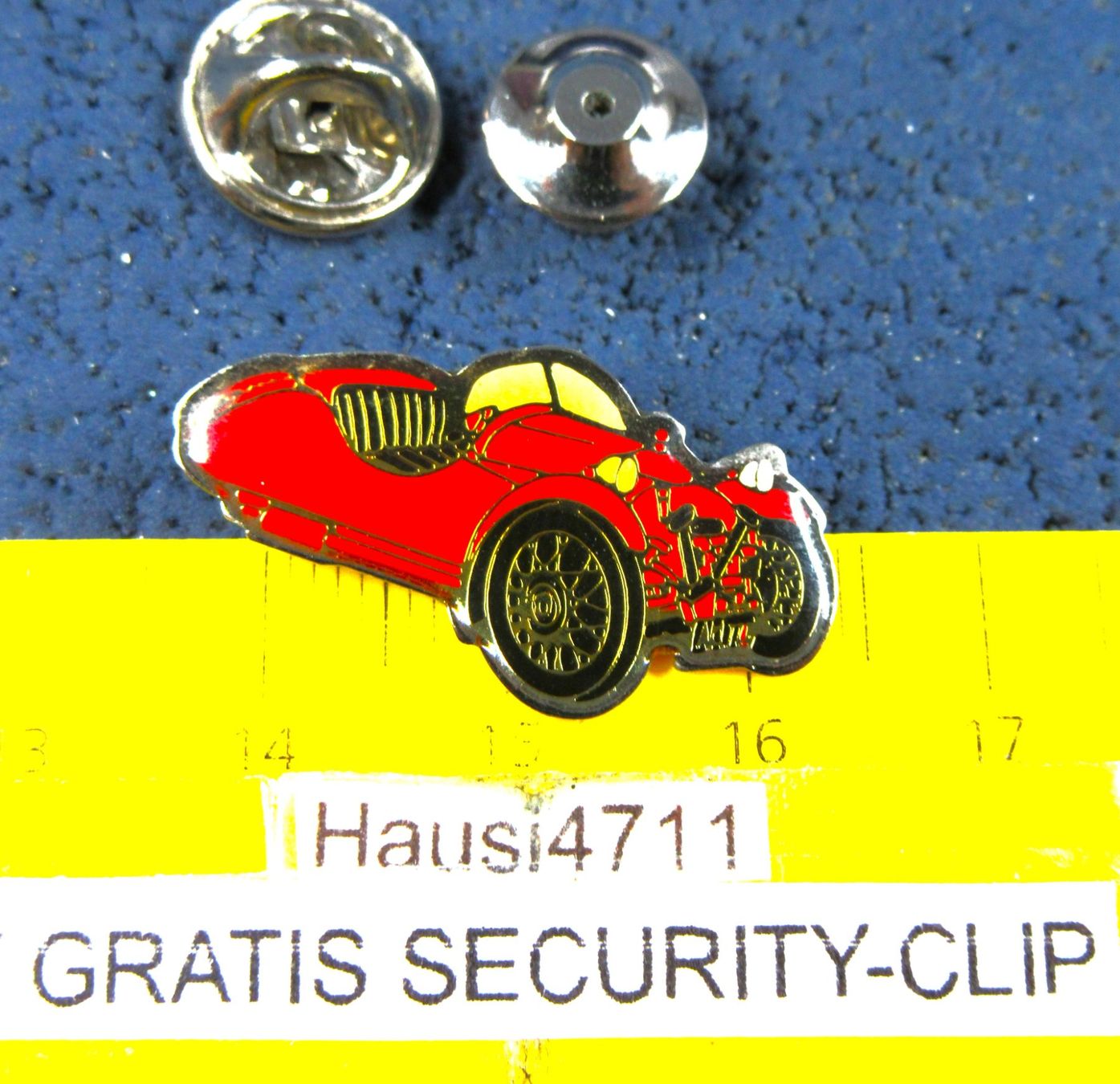 Morgan Placchette & Badge: MORGAN "THREEWHEELER" AUTO PIN GLASIERT MIT SECURITY-CLIP – Usato da Ettingen venduto da Hausi4711