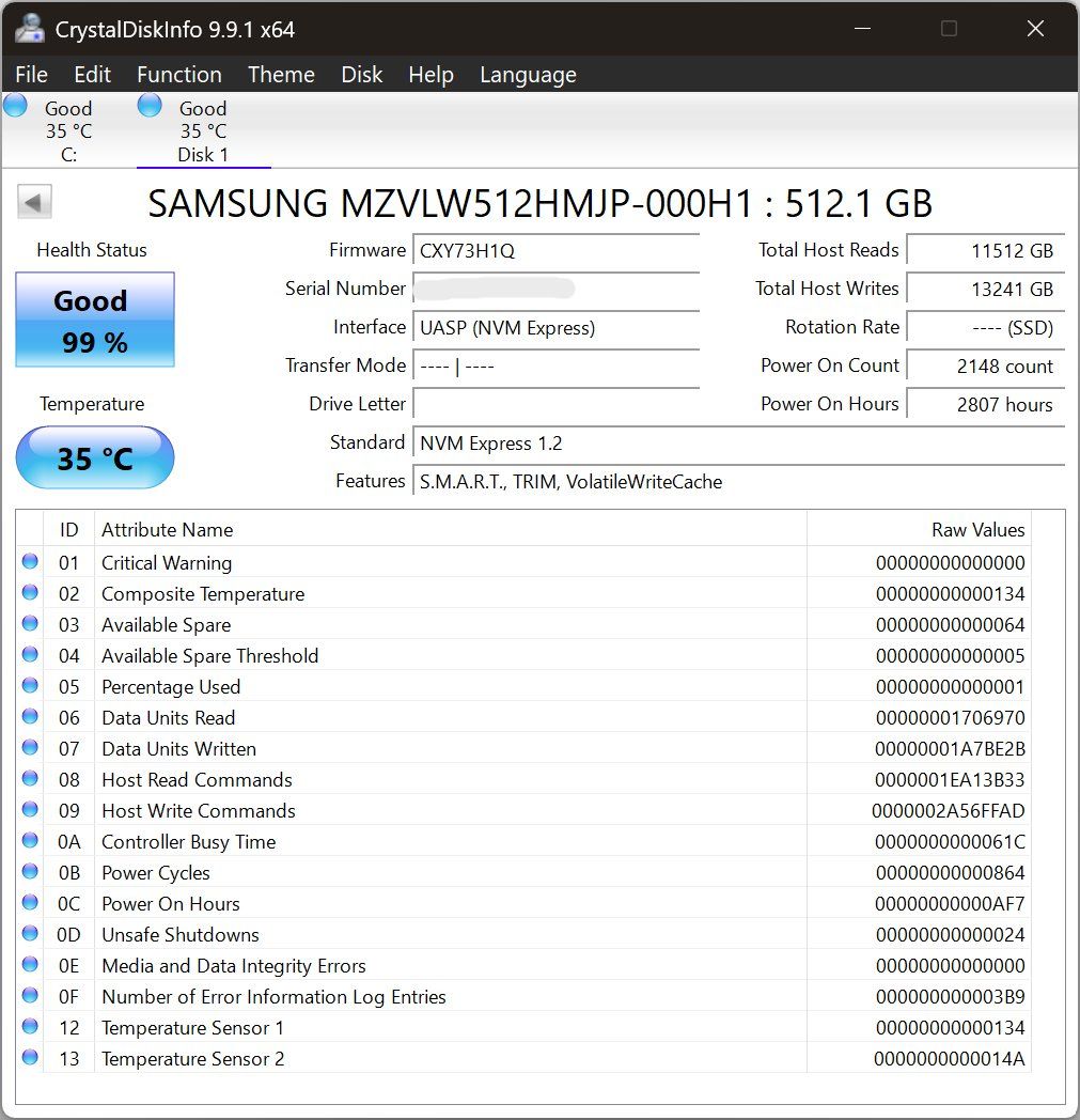 Samsung Harddisks: Samsung PM961 NVMe SSD – Gebraucht aus Bremgarten AG von joker_eat_world 2