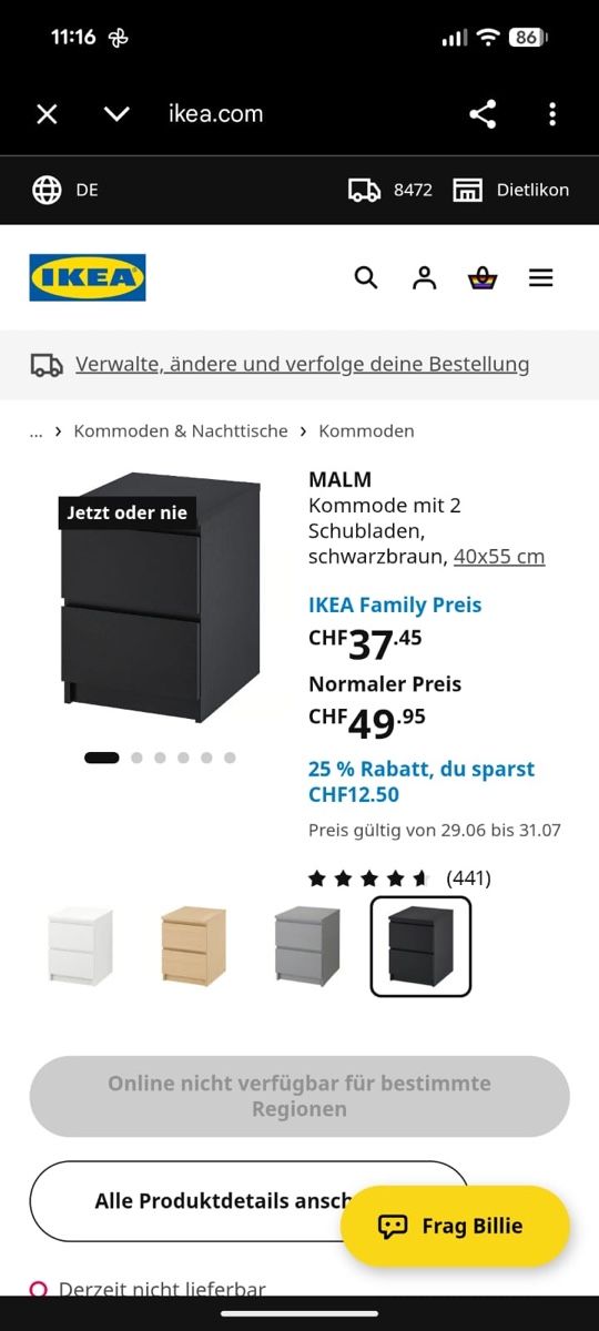 Ikea Kommoden: IKEA MALM Kommode 2 Schubladen schwarzbraun 40x55cm – Gebraucht aus Seuzach von Turner32 3