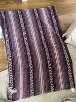 Mexikanische Decke,Handgemacht,rosa-violett,Vintage Stil