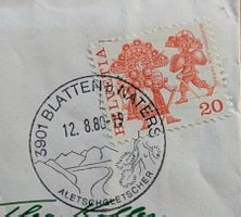 Werbestempel 12.8.80 (Blatten VS) auf Beleg