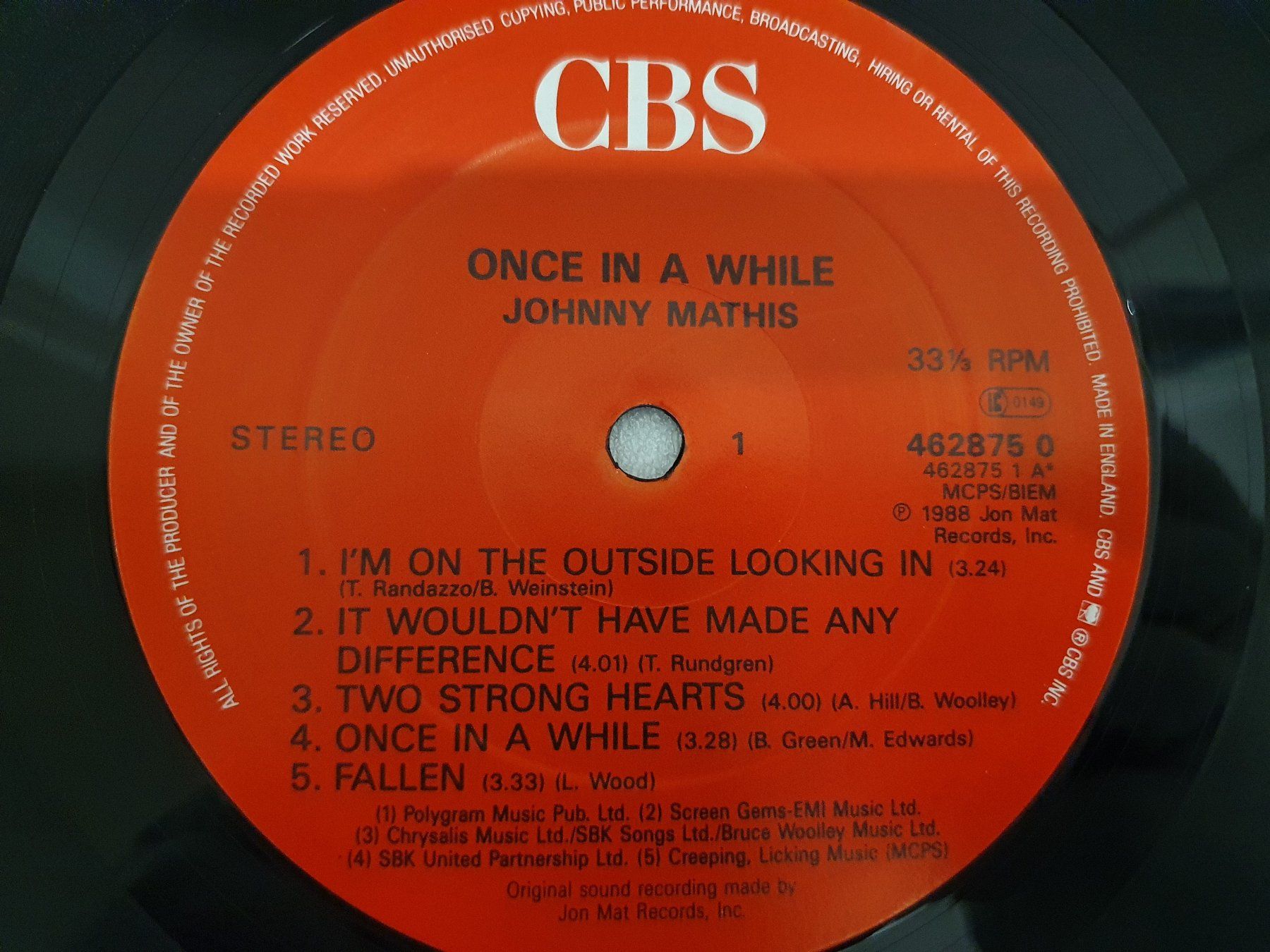 Schallplatten: Johnny Mathis – Once In A While – Gebraucht aus Uster von Vinyl-Leidenschaft 4