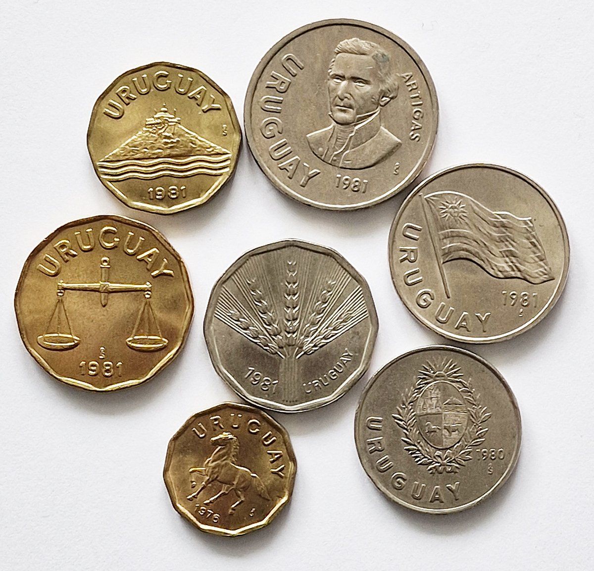 Toutes les monnaies: 7 x Uruguay – D'occasion à Illnau par swisshippo