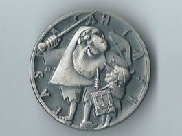 Fasnachtsplakette Basel, "Blaggedde" 1991 (Silber)