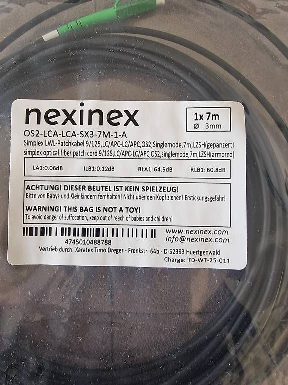 Cavi: 7m Simplex Optical Fiber Cable Glasfaserkabel LCA-LCA OS2 – Nuovo e nell'imballaggio originale da Zug venduto da ale_w8t8 2