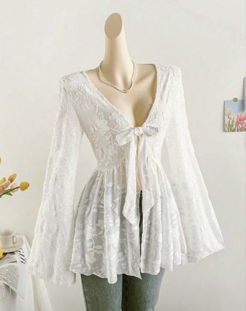 Sommerliche Bluse/Oberteil mit Spitze, Grösse S in weiss