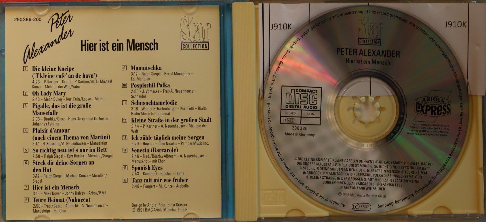 CD: Peter Alexander – Hier Ist Ein Mensch – Usato da Luzern venduto da CONTENTI 1