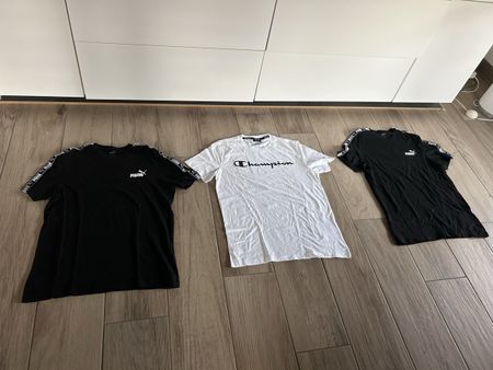 3 T-Shirts Puma und Champion schwarz weiss guter Zustand