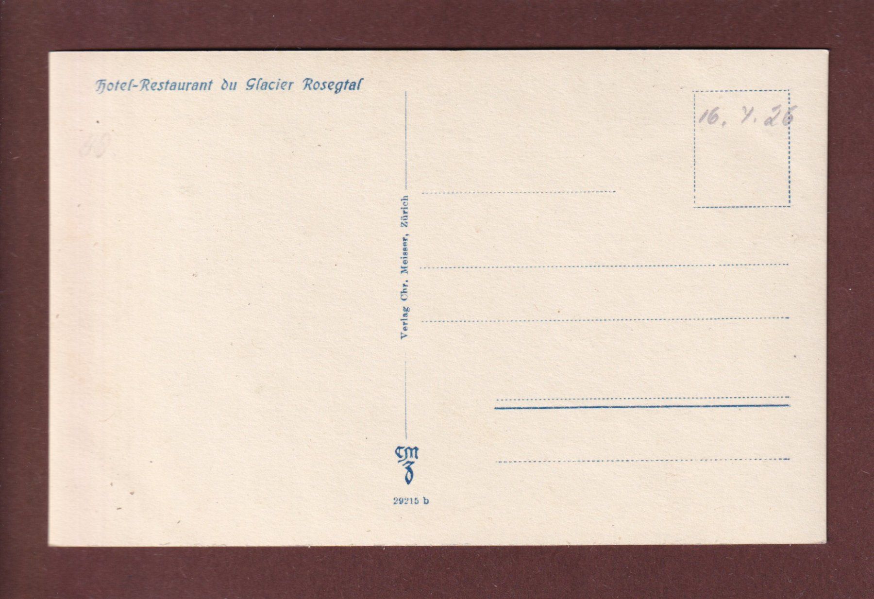 Cartoline postali: ROSEGTAL - Rastaurant – Usato da Pully venduto da nicecards 1